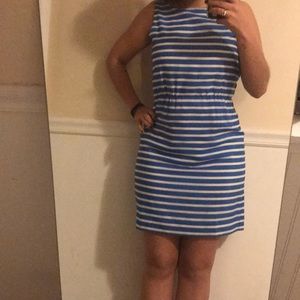 Blue and white stripped dress